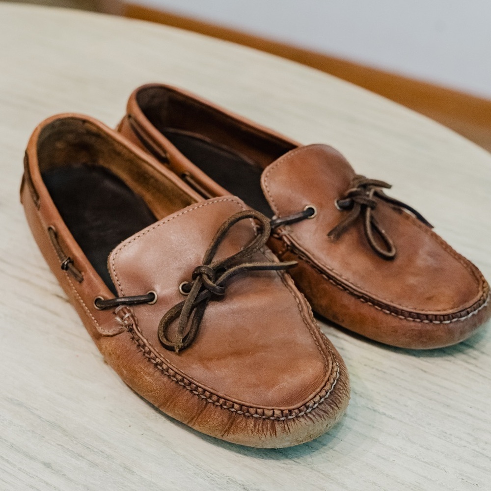 Cole Haan Nike Air Tan Leather Slip-On Golf Loafers